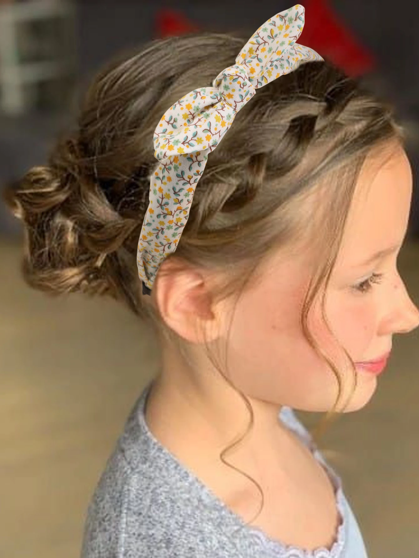 2Pcs Korean Knotted Bow Headbands Sweet Flower Hair Bands Floral Printed Head Hoop For Girls Children Tiara Diadem Accessories