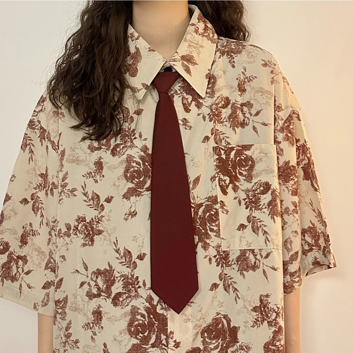 Brown retro tie women's fruit green coffee handmade casual shirt candy colored trendy versatile tie