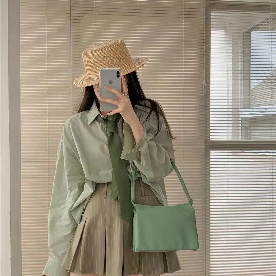 Brown retro tie women's fruit green coffee handmade casual shirt candy colored trendy versatile tie