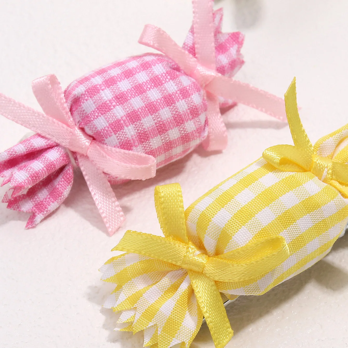 4Pcs Cute Plaid Candy Hair Clip Sweet Tartan Bow Hairpin Girls Children Handmade Baby Bangs Edge Barrette Headdress Accessories