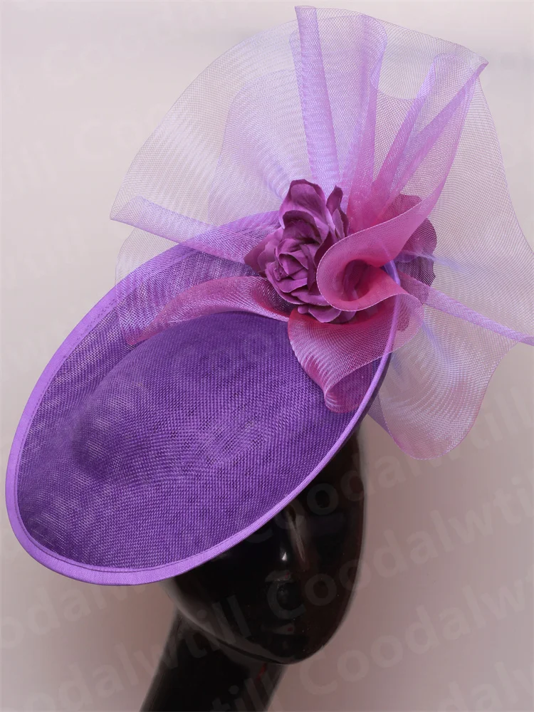 Purple Pillbox Fasciantor Church Hat WOmen Kentucky Veils Fascinators Hat Headband Ladies Chic Cocktail Race Party Chapeau Cap