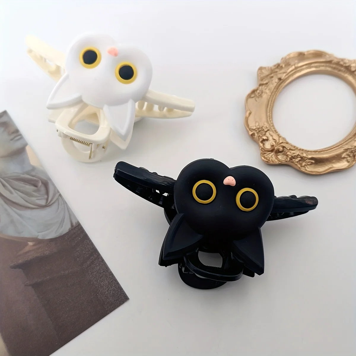 1pc Large Solid Color Hair Clip - Cute Cat - Shaped Plastic Claws, Fashionable Animal - Themed Hair Accessories
