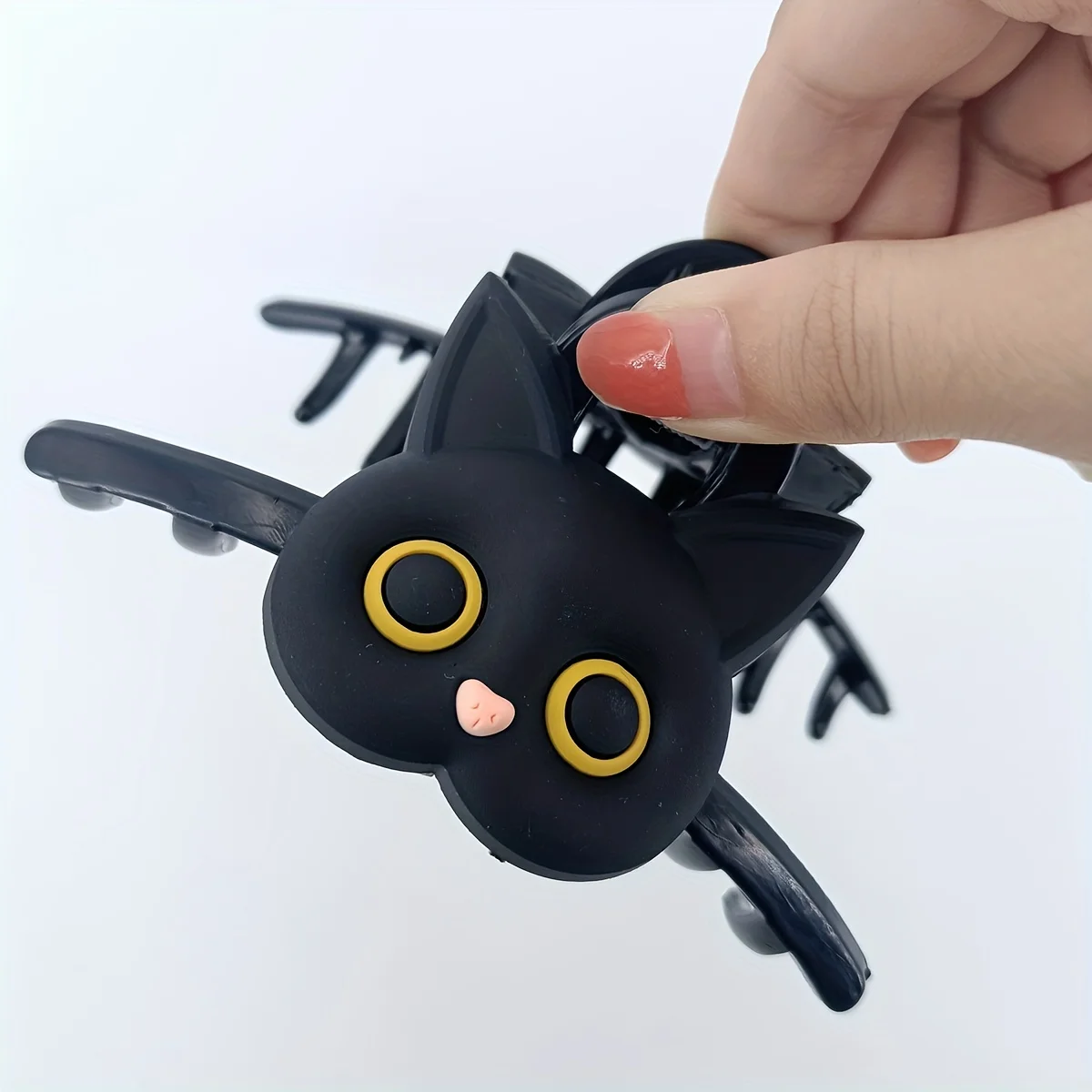 1pc Large Solid Color Hair Clip - Cute Cat - Shaped Plastic Claws, Fashionable Animal - Themed Hair Accessories