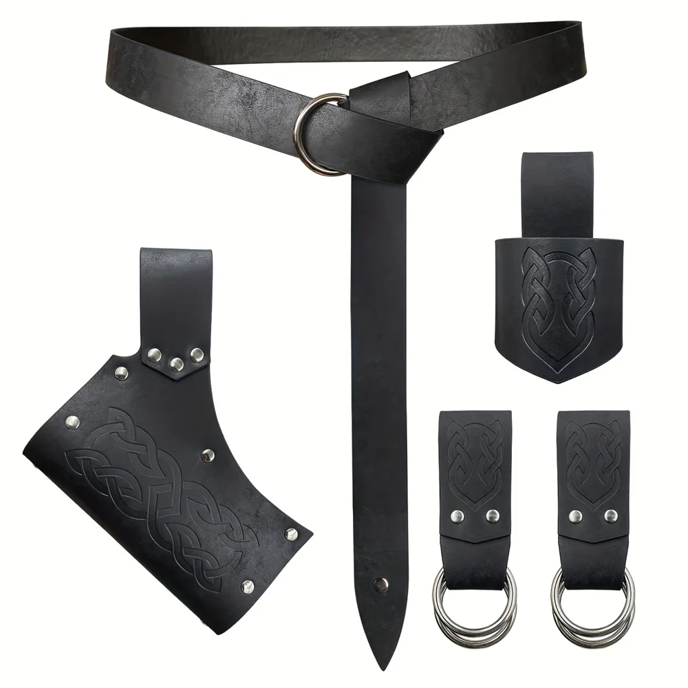 Medieval Belt Clothing Accessories Renaissance Skirt Hiking Viking Horn Belt Leather Cover Leather Cover Sword Frog