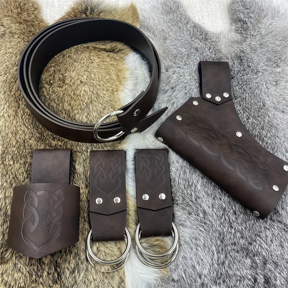 Medieval Belt Clothing Accessories Renaissance Skirt Hiking Viking Horn Belt Leather Cover Leather Cover Sword Frog