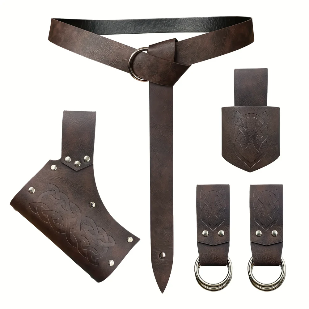 Medieval Belt Clothing Accessories Renaissance Skirt Hiking Viking Horn Belt Leather Cover Leather Cover Sword Frog