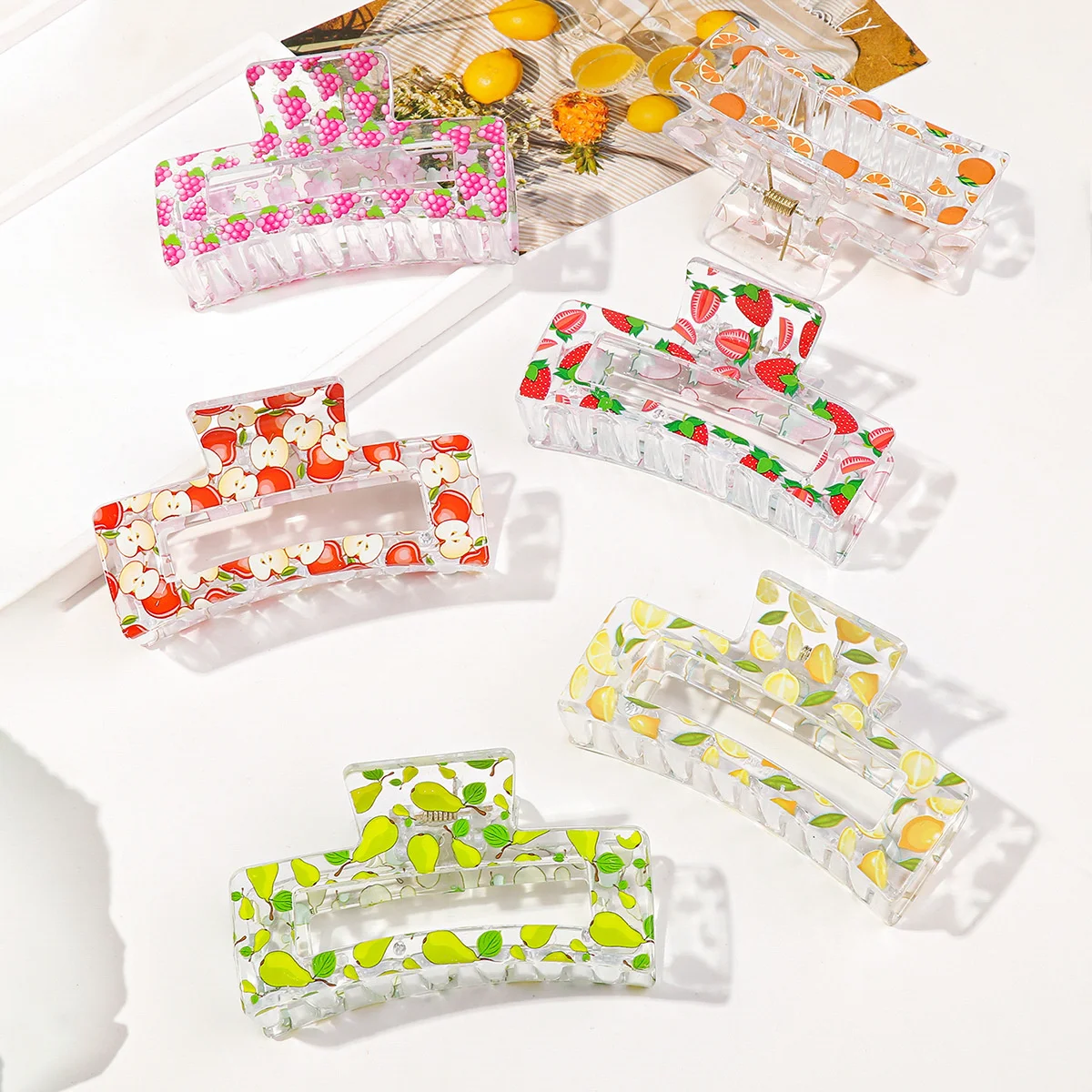 New Korean Print Flower Hair Claw Crab Large Print Hairpin Plastic Women Hair Clip Clamps Ponytail Hair Accessories Halloween