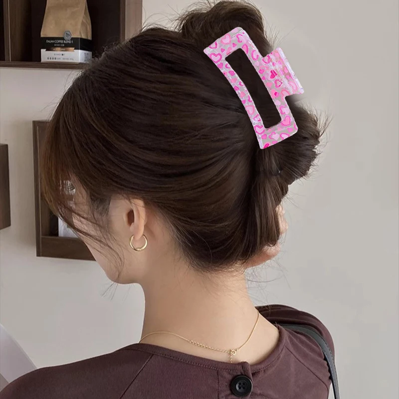 New Korean Print Flower Hair Claw Crab Large Print Hairpin Plastic Women Hair Clip Clamps Ponytail Hair Accessories Halloween