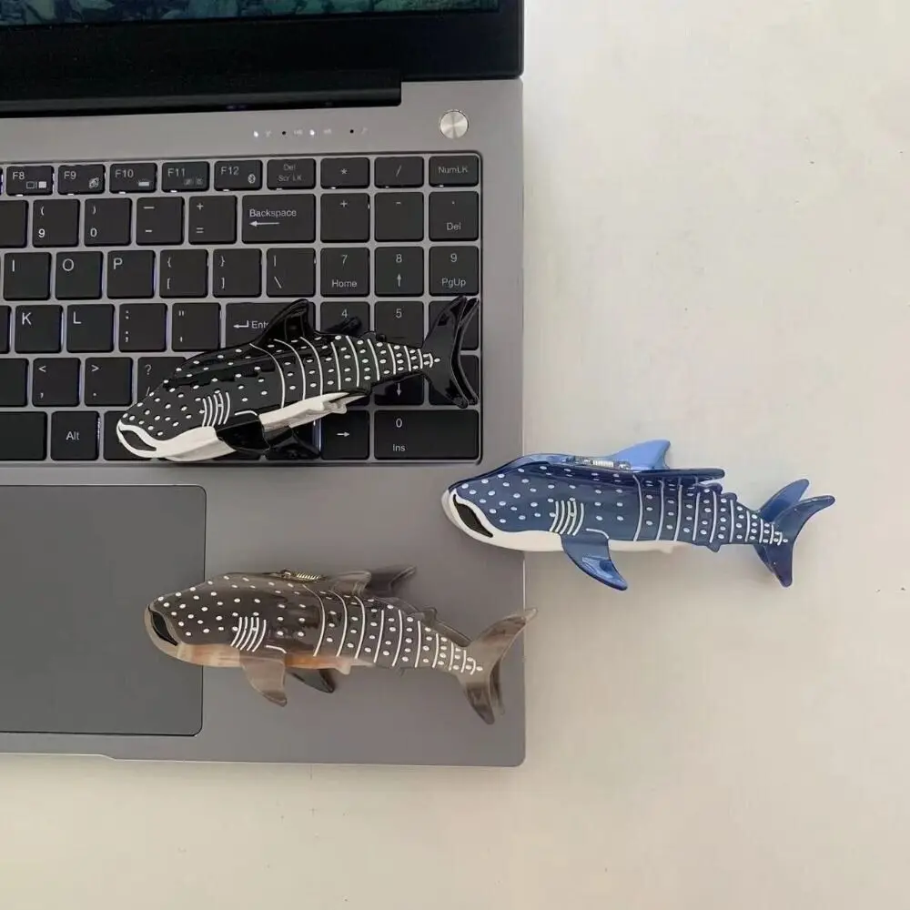 New Acetate Shark Whale Hair Catch Metal Acrylic Blue Whale Dolphin Hair Clip Hair Accessories Cartoon Shark Clip