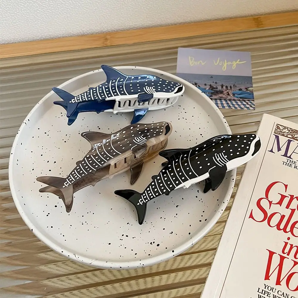 New Acetate Shark Whale Hair Catch Metal Acrylic Blue Whale Dolphin Hair Clip Hair Accessories Cartoon Shark Clip