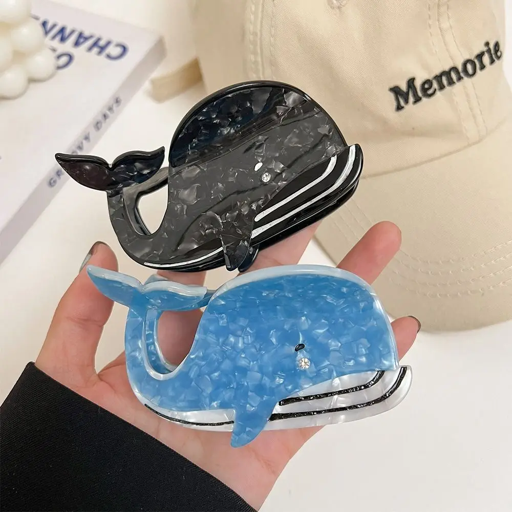 New Acetate Shark Whale Hair Catch Metal Acrylic Blue Whale Dolphin Hair Clip Hair Accessories Cartoon Shark Clip