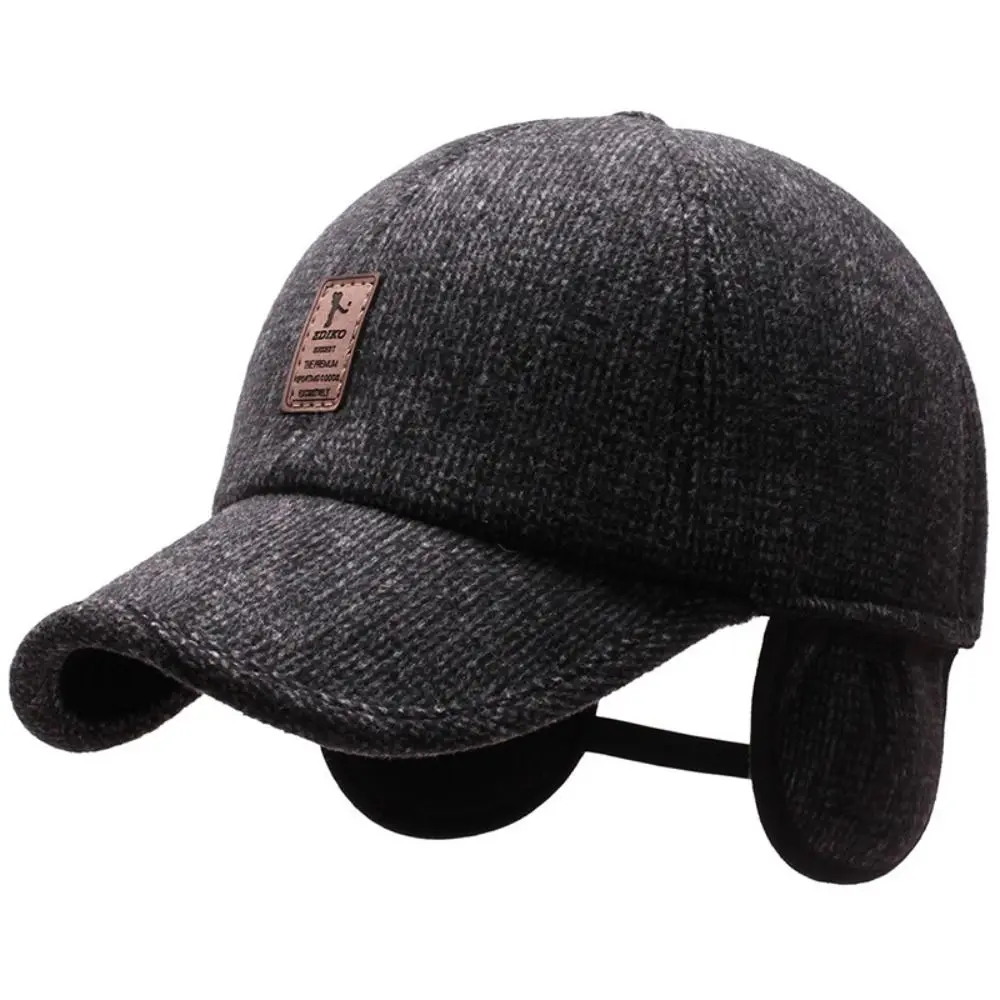 Men Autumn Winter Hat Outdoor Thick Warm Adjustable Earmuffs Hat Baseball Cap Casual