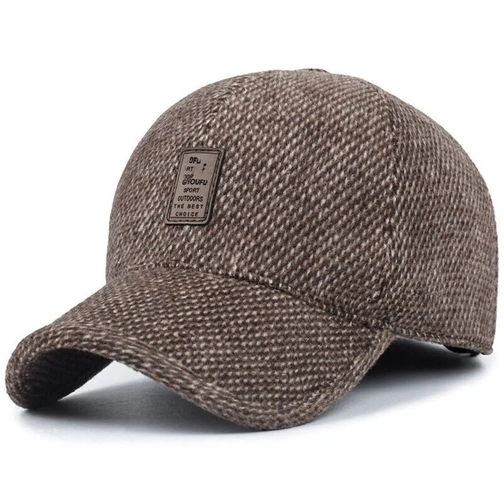Men Autumn Winter Hat Outdoor Thick Warm Adjustable Earmuffs Hat Baseball Cap Casual