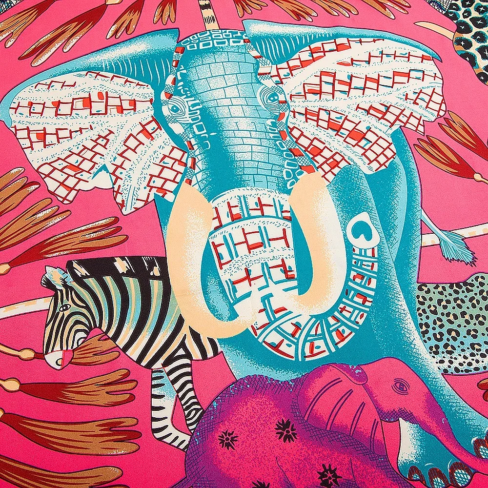 130x130CM Twill Silk Square Scarf Animals Print Women Scarves&Wrap Giraffe Neckerchief Spanish Large Bandana Neck Shawl Wraps