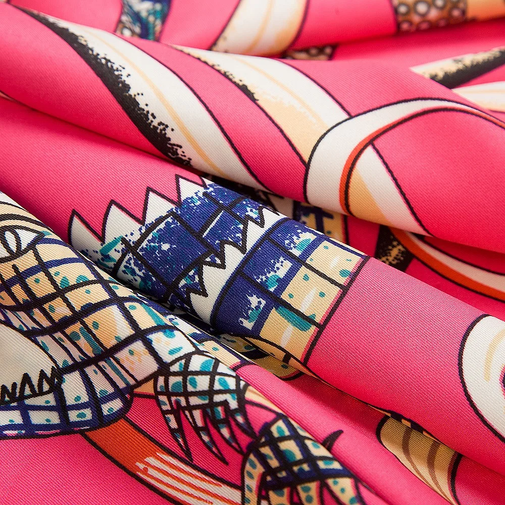 130x130CM Twill Silk Square Scarf Animals Print Women Scarves&Wrap Giraffe Neckerchief Spanish Large Bandana Neck Shawl Wraps