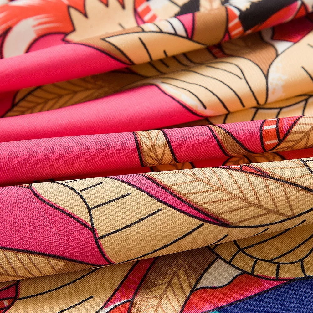 130x130CM Twill Silk Square Scarf Animals Print Women Scarves&Wrap Giraffe Neckerchief Spanish Large Bandana Neck Shawl Wraps