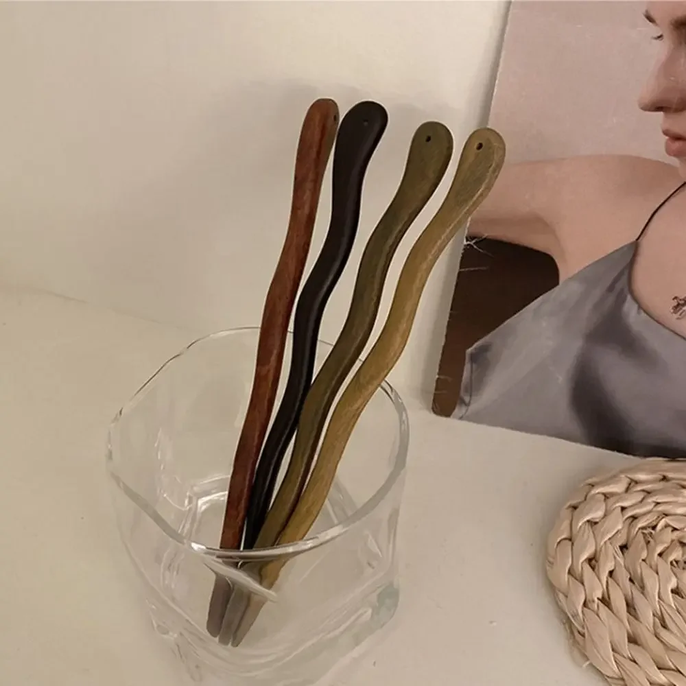 Chinese Style Elegant Wood Hair Stick For Women Girl Hairpins Simple Hair Fork Vintage Hanfu Cheongsam Headwear Hair Accessories