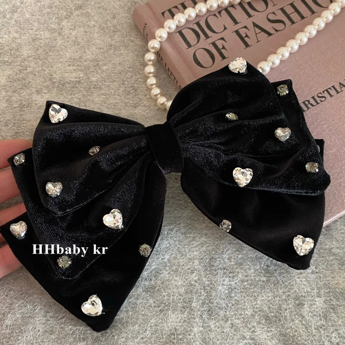 2025 Women Autumn and winter new original handmade gold velvet black oversized bow hairpins