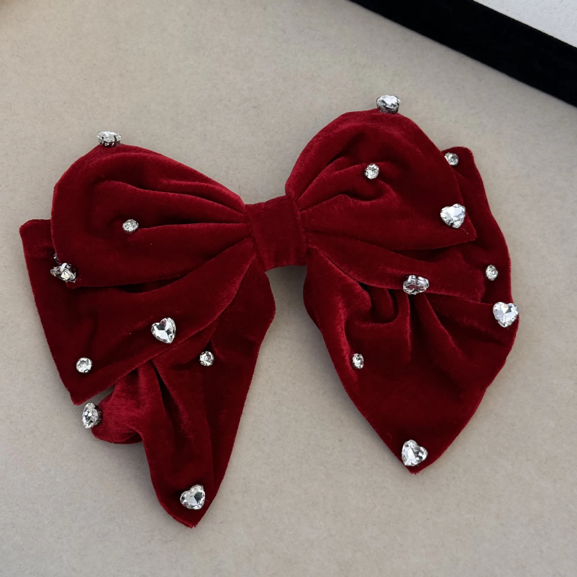 2025 Women Autumn and winter new original handmade gold velvet black oversized bow hairpins