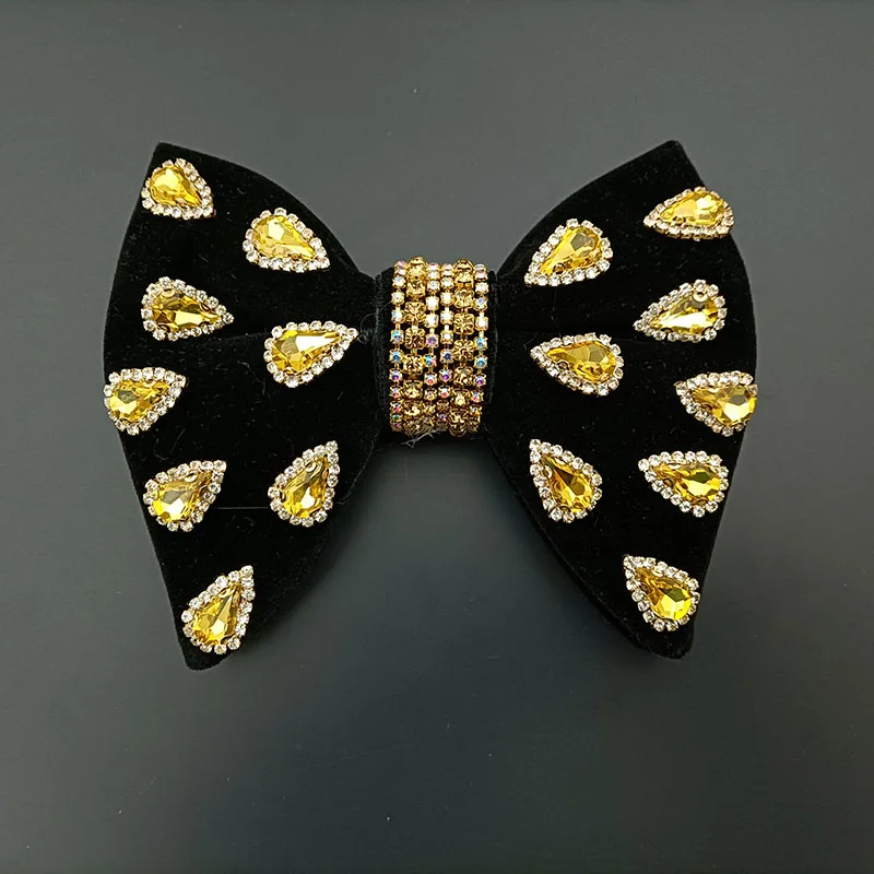 Luxury Wedding Velvet Rhinestones Bow Tie Original Handmade Jewelry Gift Men's Business Banquet Suit Shirt Accessories Bowties