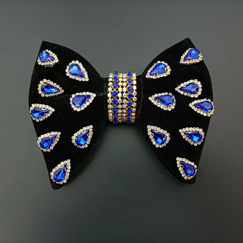 Luxury Wedding Velvet Rhinestones Bow Tie Original Handmade Jewelry Gift Men's Business Banquet Suit Shirt Accessories Bowties