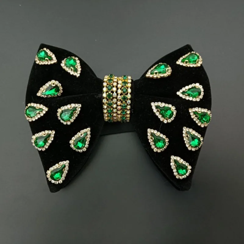 Luxury Wedding Velvet Rhinestones Bow Tie Original Handmade Jewelry Gift Men's Business Banquet Suit Shirt Accessories Bowties