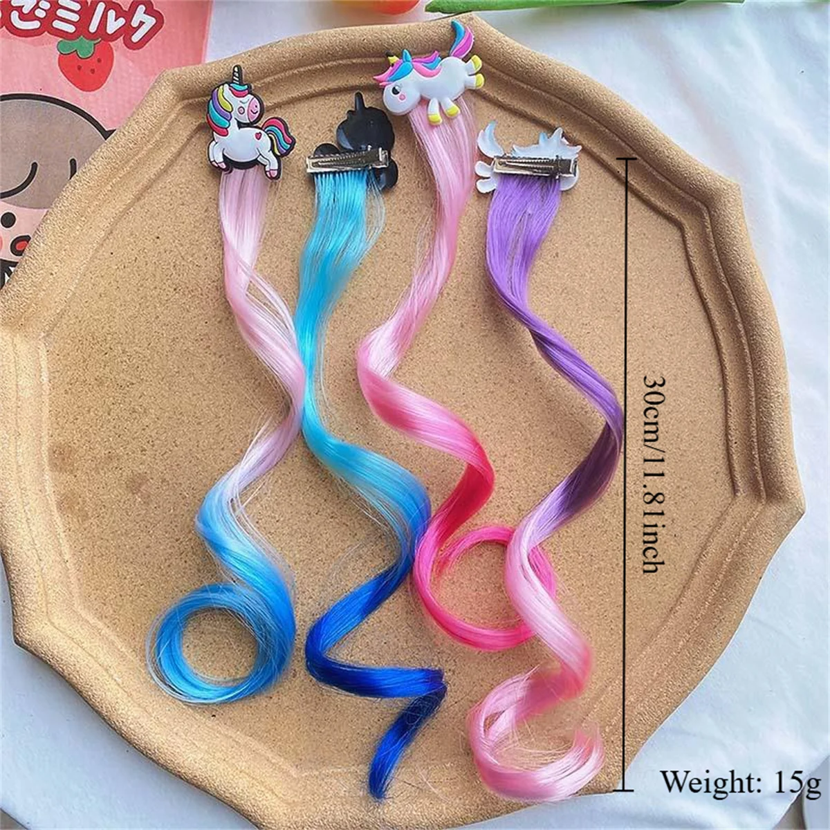 2PCS New Princess Unicorn Multicolour Wig Girls Hairpins Cute Children Headwear Hairgrip Hair Clips Barrettes Hair Accessories