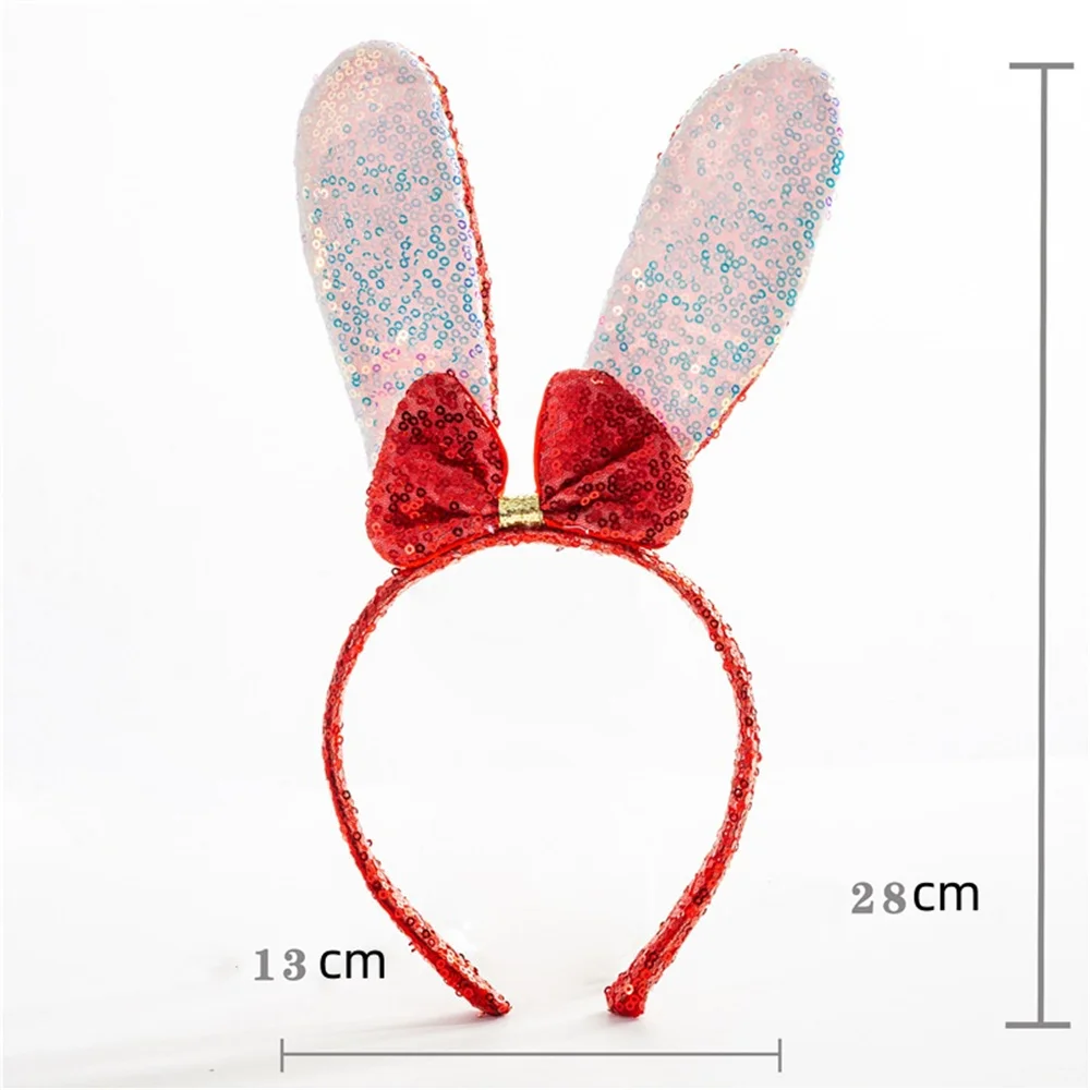 Easter Bunny Headband Cute Cartoon Glitter Bunny Ears Hairband Easter Decoration Costume Party Favor Headwear for Kids Wholesale