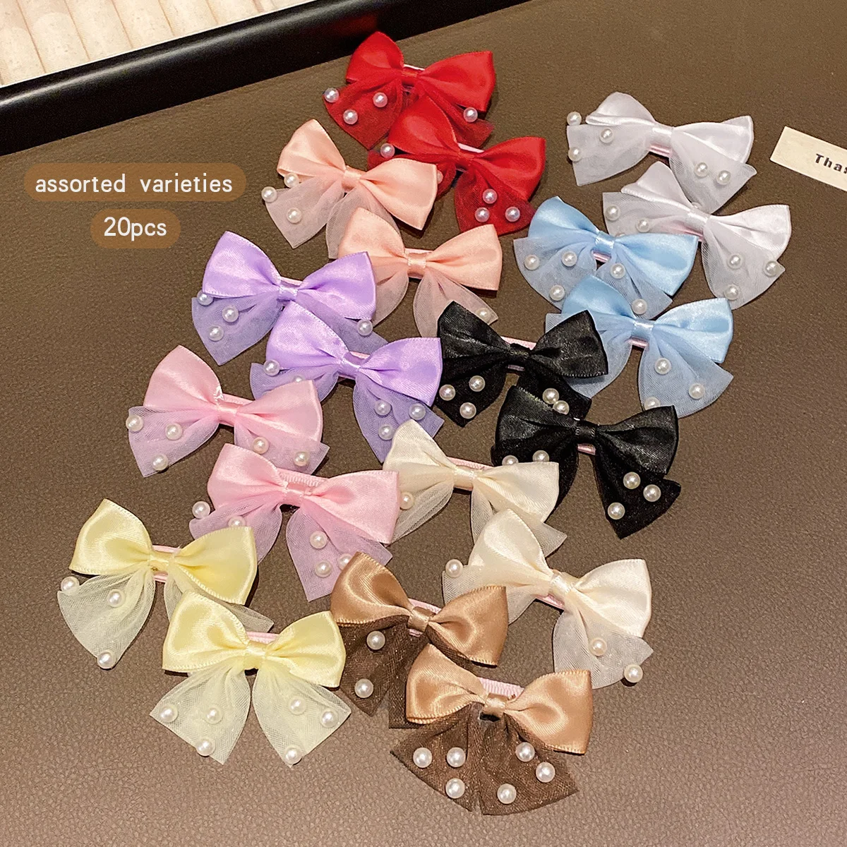 20 colors of random imitation pearl bow hair clips, sweet and cute hair accessories suitable for daily use