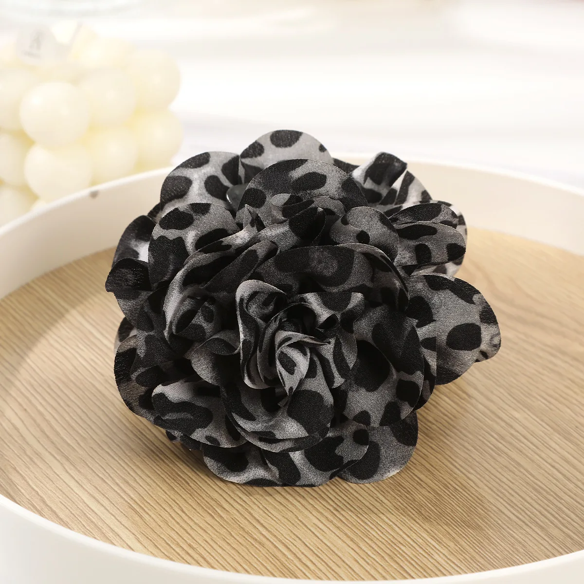 Elegant & Retro! Leopard - print Camellia Hair Clips - Stylish Fabric for Women. Hand - wash Only. Ideal for Fall & Winter.