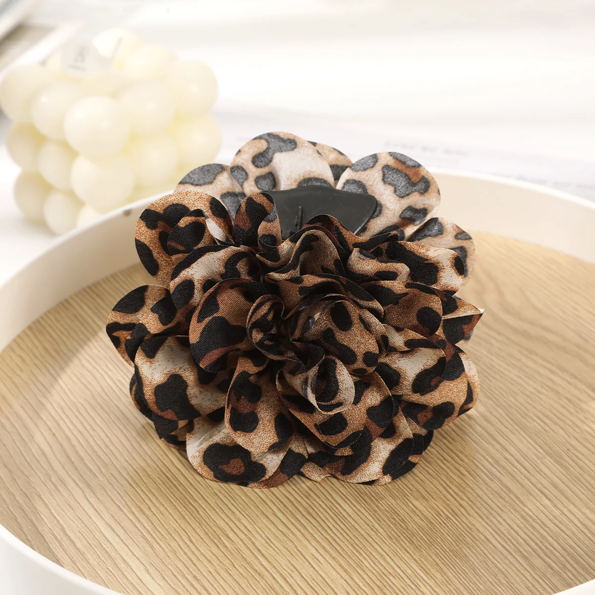 Elegant & Retro! Leopard - print Camellia Hair Clips - Stylish Fabric for Women. Hand - wash Only. Ideal for Fall & Winter.