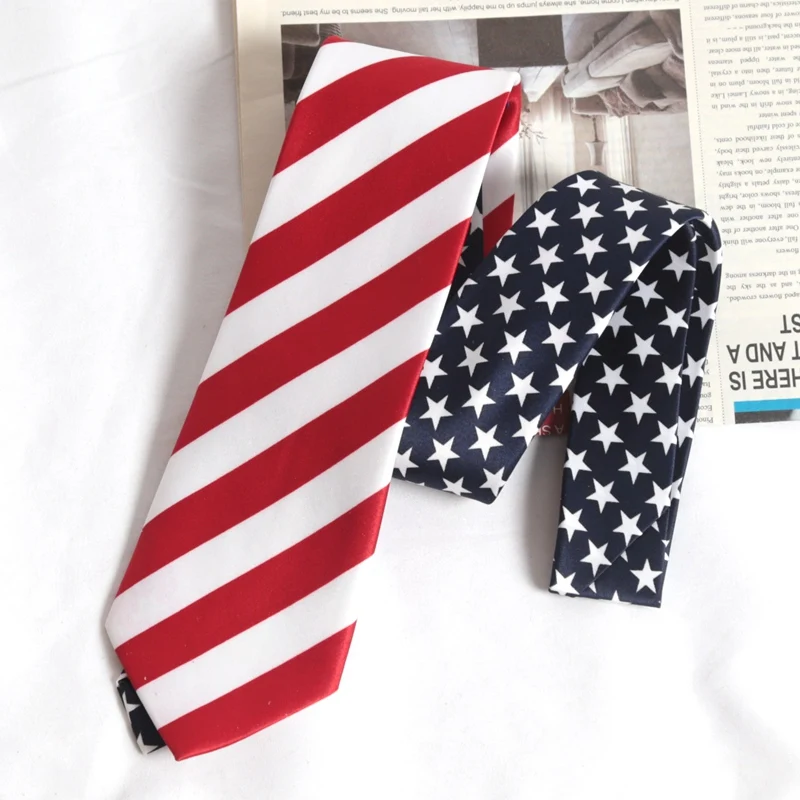 Star Striped American/USA Tie Flag Mens Print Necktie for Man Wedding Performance Tie for Business Party Ties Shirts Accessories