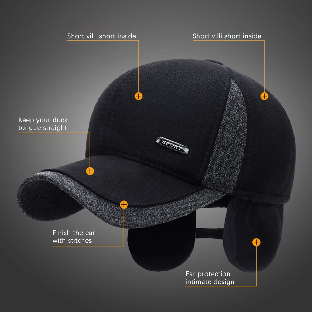 2025 Hunting Duck Tongue Hat Winter Thermal Suitable Dad The Elderly Outdoor Sports Fishing Sunscreen Hat Plush Windproof Hat