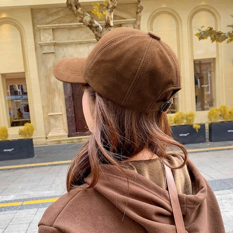 2025 Male Suede Genuine Leather Sheepskin 56-60CM Black/Brown Baseball Caps For Women/Man Casual Street Gf Gorras Hat