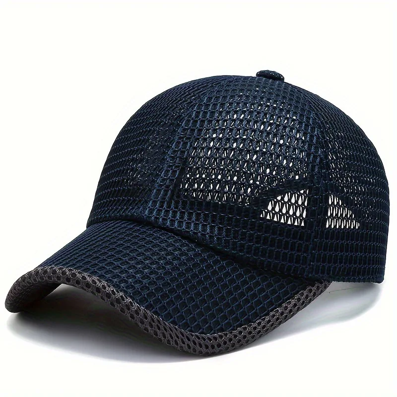 Men's Solid Color Mesh Breathable Baseball Cap Sun Protection Hat Women Sports Cap Camping Cap