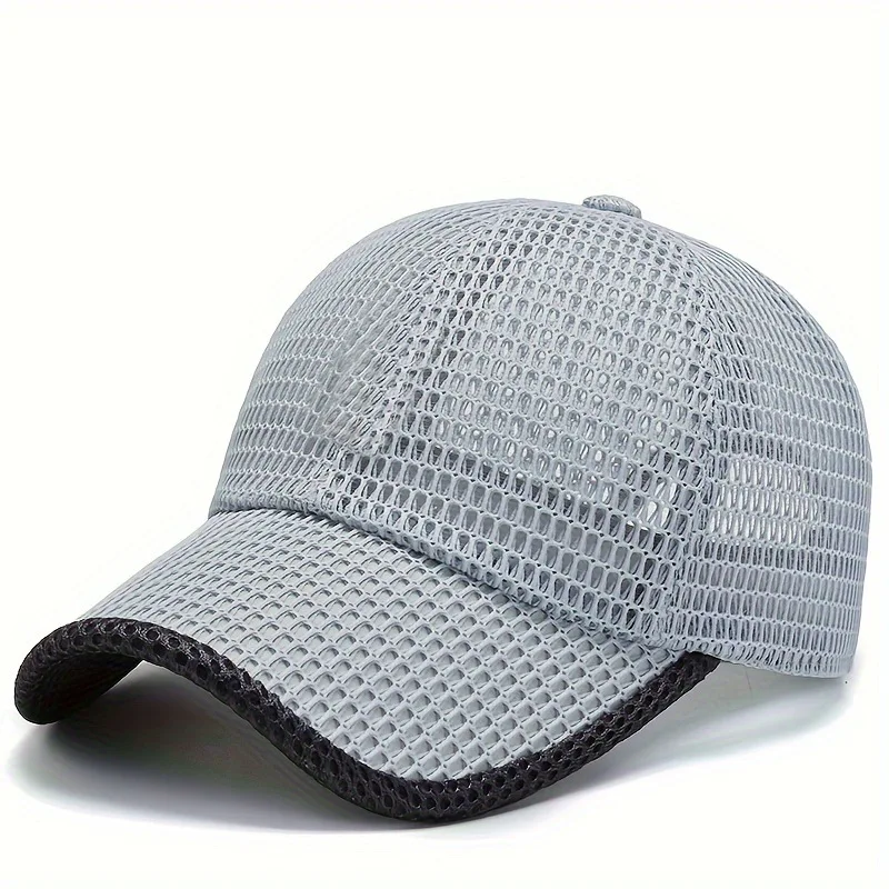 Men's Solid Color Mesh Breathable Baseball Cap Sun Protection Hat Women Sports Cap Camping Cap
