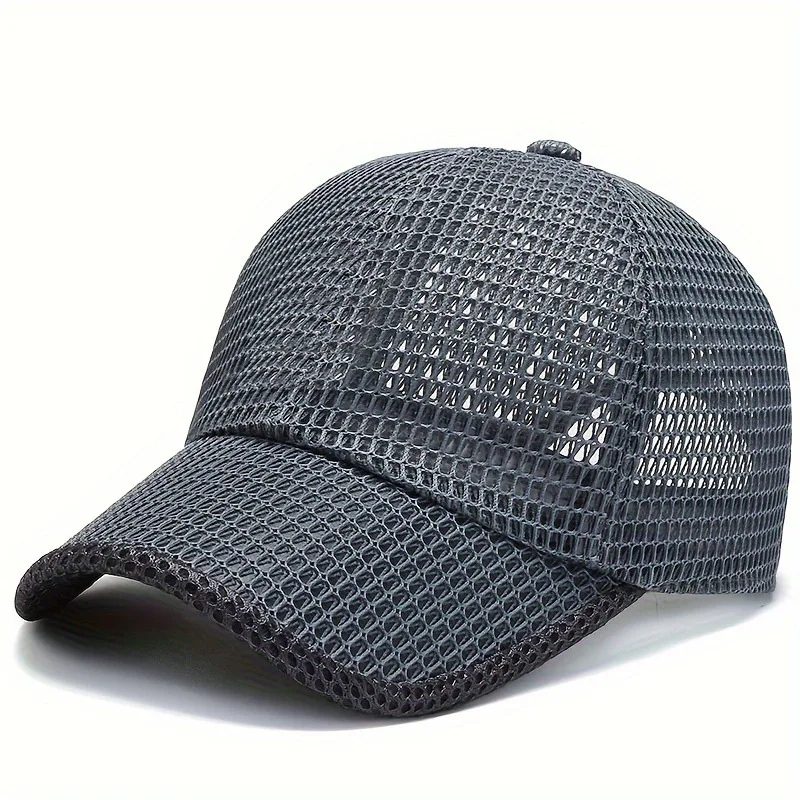 Men's Solid Color Mesh Breathable Baseball Cap Sun Protection Hat Women Sports Cap Camping Cap