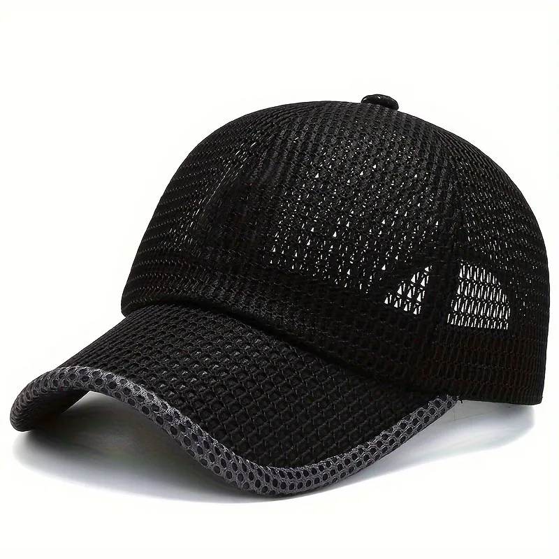 Men's Solid Color Mesh Breathable Baseball Cap Sun Protection Hat Women Sports Cap Camping Cap