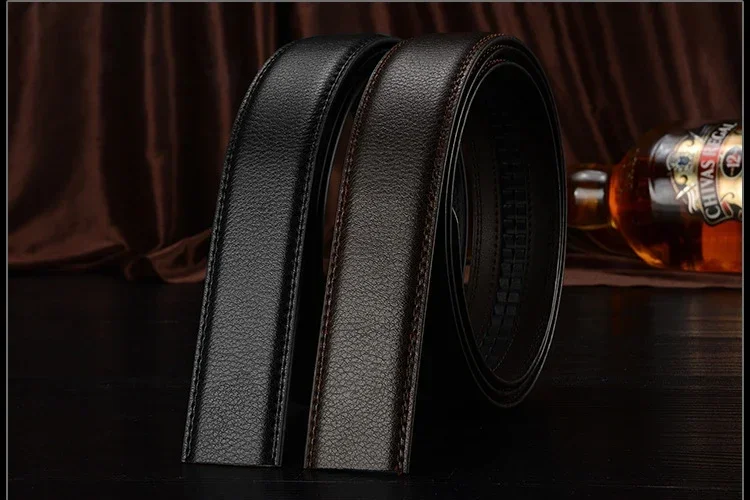 3cm 3.5cm New Fashionable Good Quality Luxury Genuine Leather No Buckle Belt Business Men's Automatic Buckle Cowhide Waist Band