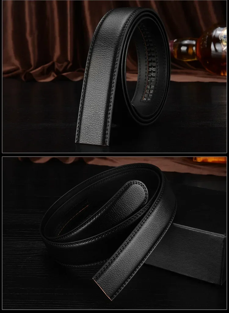 3cm 3.5cm New Fashionable Good Quality Luxury Genuine Leather No Buckle Belt Business Men's Automatic Buckle Cowhide Waist Band