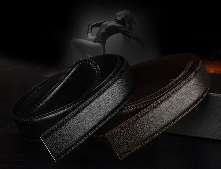 3cm 3.5cm New Fashionable Good Quality Luxury Genuine Leather No Buckle Belt Business Men's Automatic Buckle Cowhide Waist Band