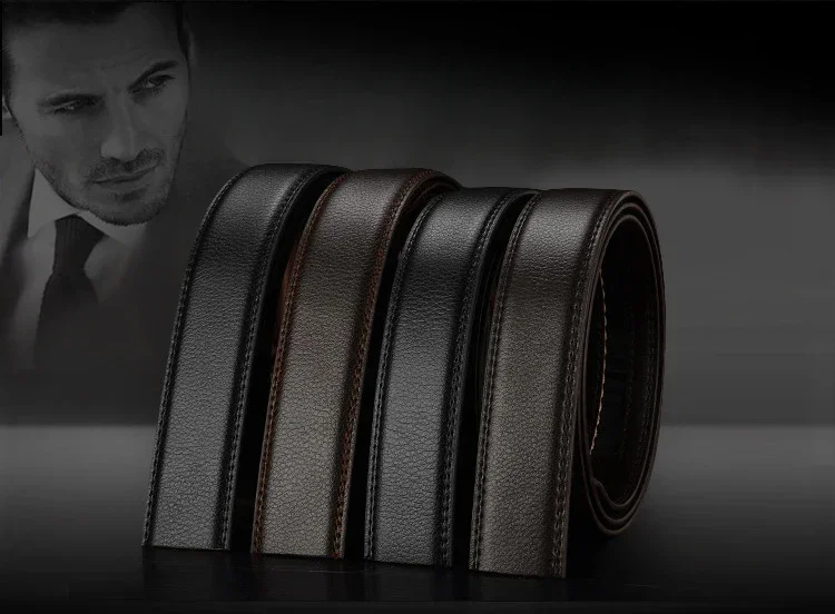 3cm 3.5cm New Fashionable Good Quality Luxury Genuine Leather No Buckle Belt Business Men's Automatic Buckle Cowhide Waist Band
