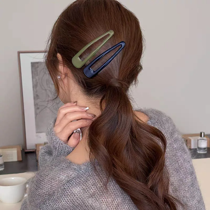2pc Colorful 10cm Big Solid Good Alloy Solid Color Simplicit BB Hair Side Clips for Girls Women Vintage Hairpin Hair Accessories