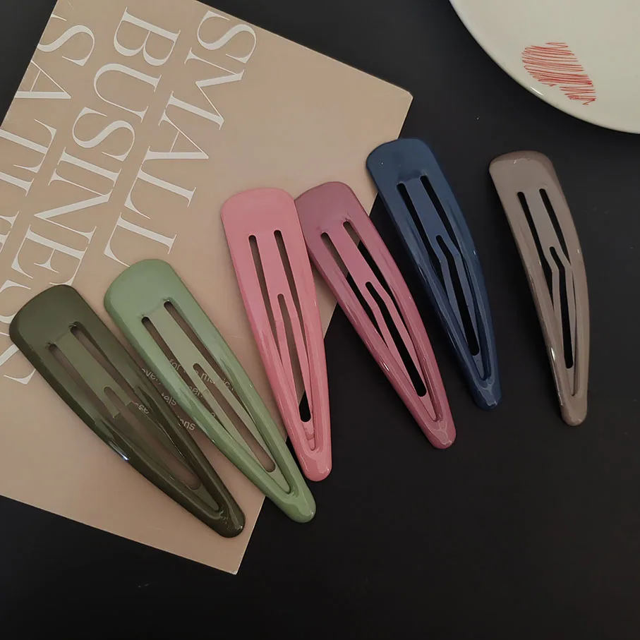 2pc Colorful 10cm Big Solid Good Alloy Solid Color Simplicit BB Hair Side Clips for Girls Women Vintage Hairpin Hair Accessories
