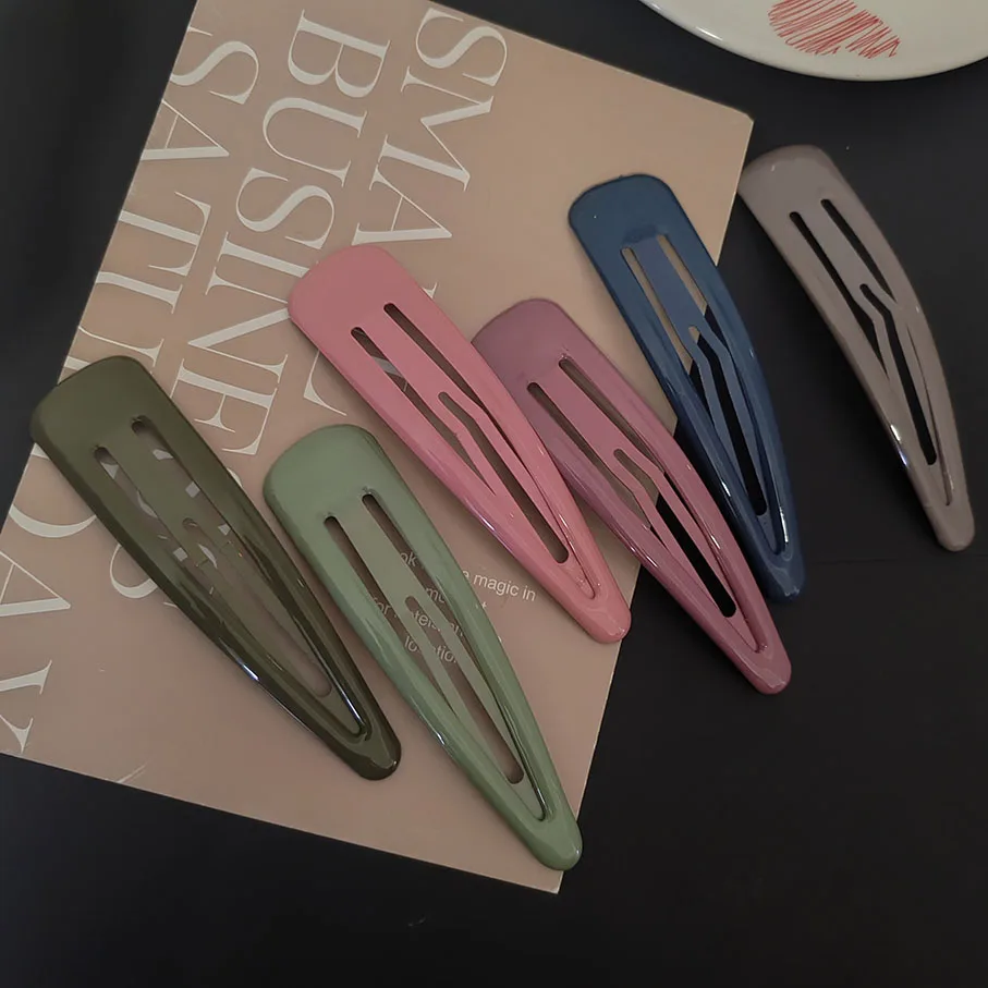 2pc Colorful 10cm Big Solid Good Alloy Solid Color Simplicit BB Hair Side Clips for Girls Women Vintage Hairpin Hair Accessories