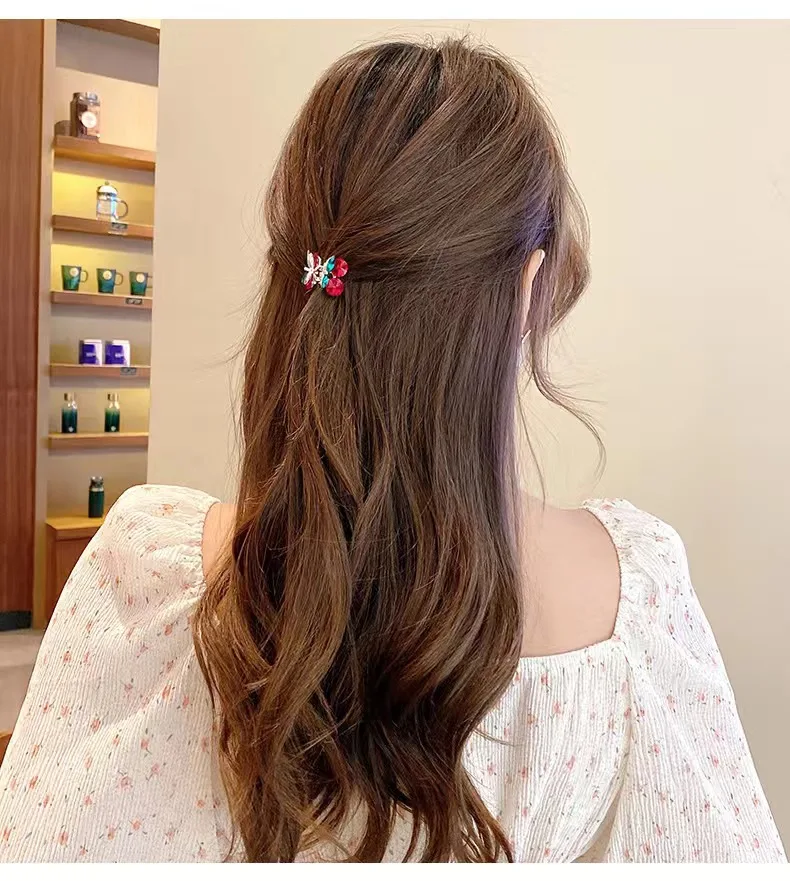 Women Lovely Cherry Rhinestone Hair Clips Fashion Girl's Cute BB Clips Beads Hairpins Accessories