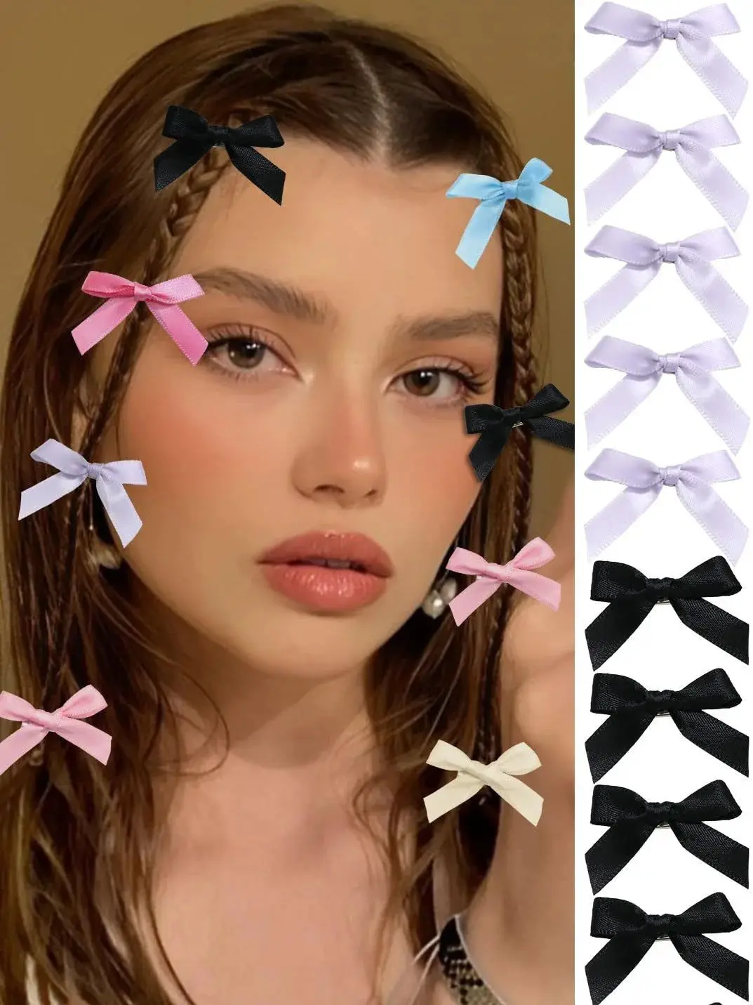 24 PCS, Hot Sale. 4-cm Bowknot Hairpins, Duckbill Clips, in the Ballet Style, with Ribbons. Small Hair Clips, in the Dopamine St