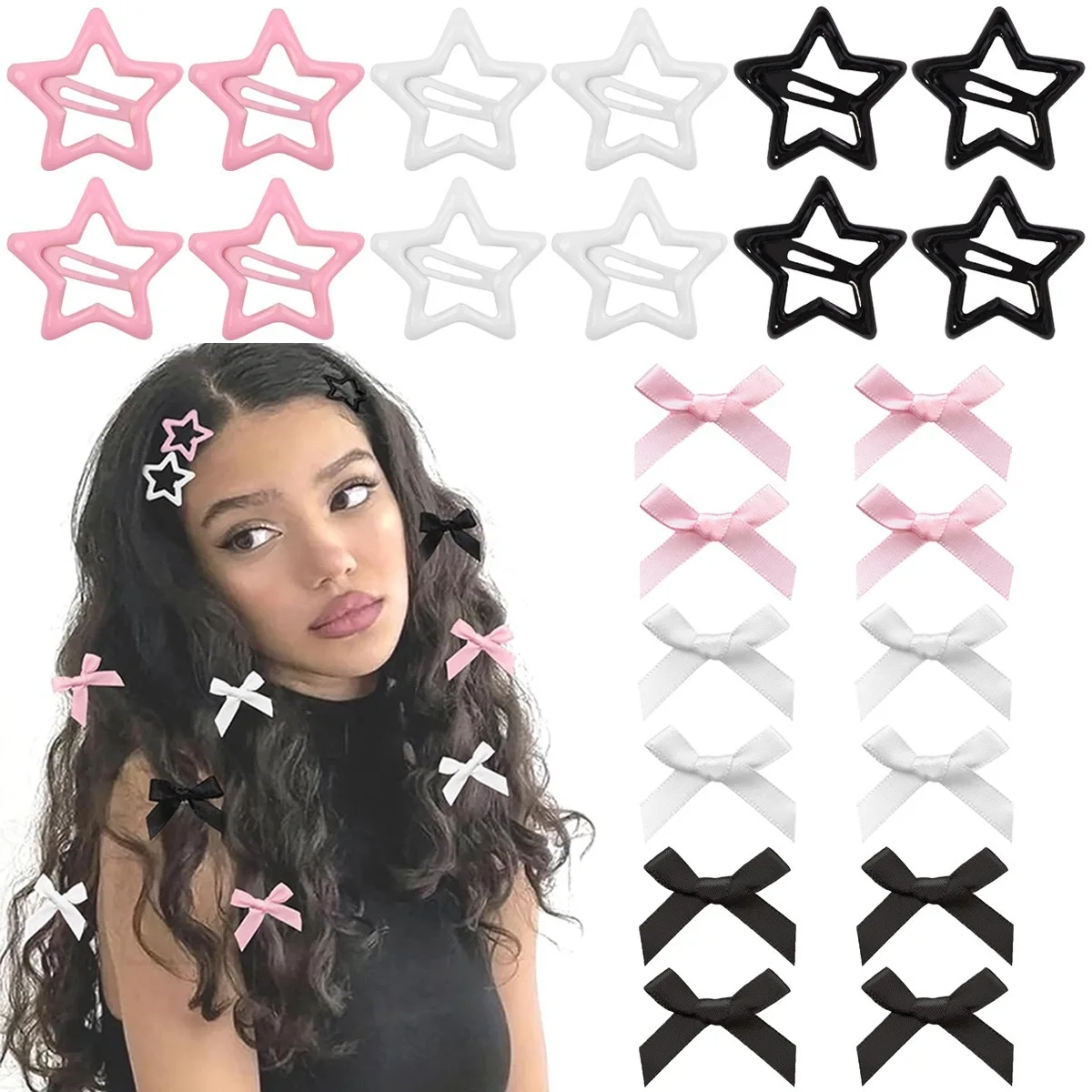 24 PCS, Hot Sale. 4-cm Bowknot Hairpins, Duckbill Clips, in the Ballet Style, with Ribbons. Small Hair Clips, in the Dopamine St