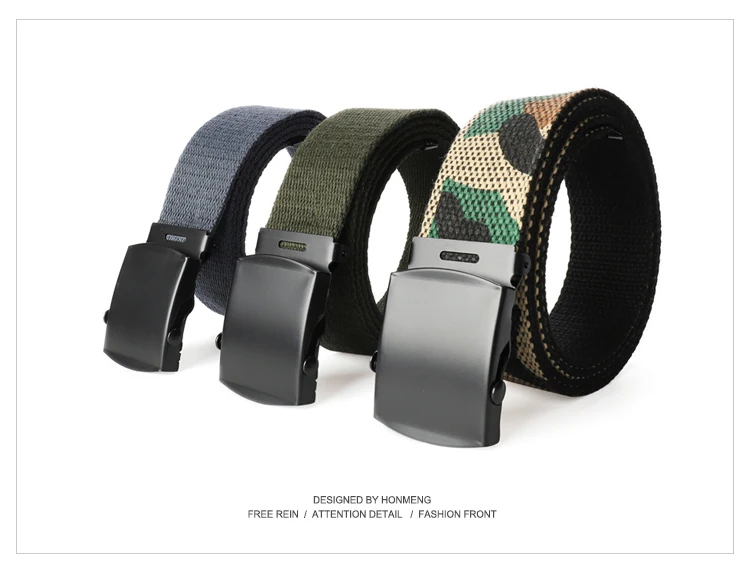 New Unisex Automatic Buckle Fashion Nylon Belt Classic Popular Casual Light Practical Woven Smooth Women Men Canvas Belt 3.8cm
