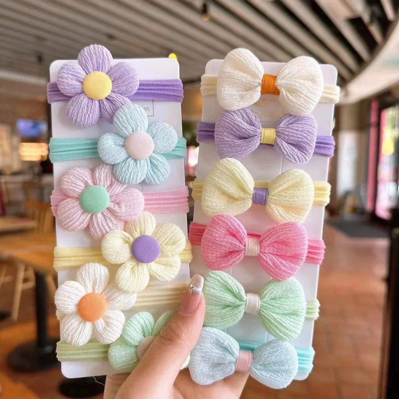 6/Set Cute Bow Flower Rubber Elastic Hair Bands Girls Not Hurt Hair Small Scrunchie Kids Sweet Hair Ties Hair Accessories